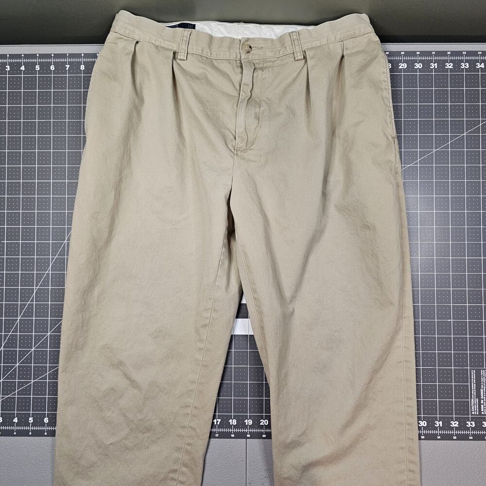 Vintage Polo Ralph Lauren Pleated Pants 34x28 Ethan Khaki Tan 90s Chino Read